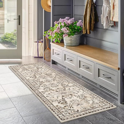 Yamaziot 2x10 Washable Hallway Runner Rug Non Slip Floral Carpet, Stain - Image 5