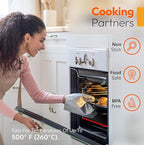 Oven Liners for Bottom of Oven (2-pack) Bundled with Rack Shield Guard (2-pack) - Large Mats for the Bottom (17"x 25") and 14" Silicone Rack Protector - Reusable & Heat Resistant Kitchen Accessories