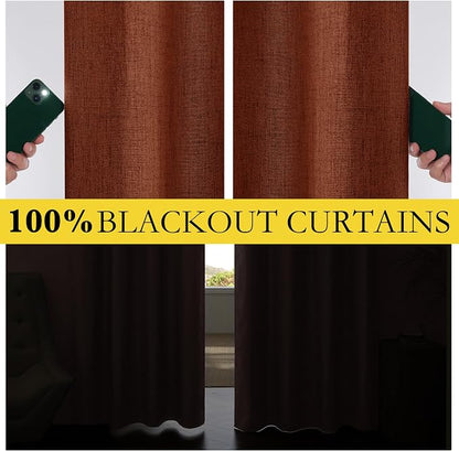 NICETOWN 100% Absolutely Blackout Linen Curtains - Image 2