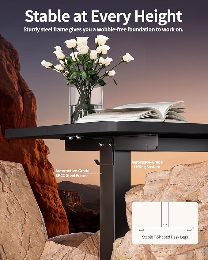 BIZUM Electric Standing Desk 63 x 24 Inch Computer Desk-Gaming Desk Black Home - Image 6