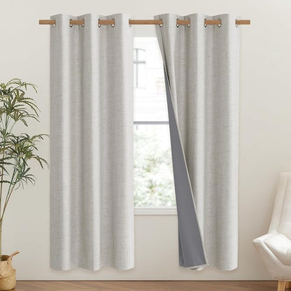 NICETOWN Snowbound Vintage Linen 100% Blackout Curtains - Image 2