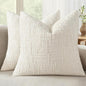 MIULEE Chenille Textured Euro Pillow Covers Cream White 22x22 Set of 2 | Slubby by MIULEE