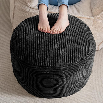 HIGOGOGO Round Stuffed Pouf Ottoman, Corduroy Poufs by HIGOGOGO