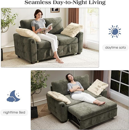 Ihanherry 59-inch Convertible Sofa Bed, Pull Out Sleeper - Image 3