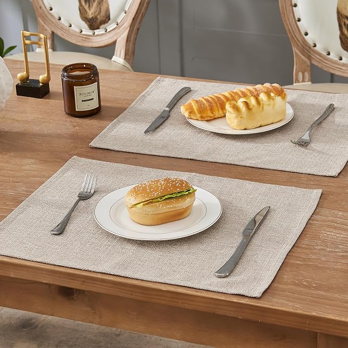 BALCONY & FALCON Placemats Set of 6 Faux Linen Cloth Place Mats Washable - Image 2