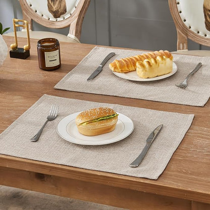 BALCONY & FALCON Placemats Set of 6 Faux Linen Cloth Place Mats Washable - Image 2