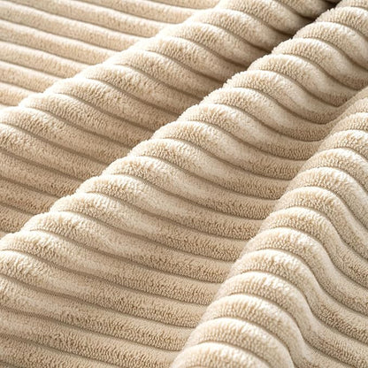 MIULEE Soft Corduroy Decorative Throw Pillow Covers Beige 18x18 | Set of 4 - Image 3