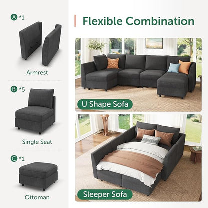 HONBAY Modular Sectional Sofa L Shaped Sectional Couch - Image 4