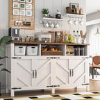 Buffet Sideboard with Storage Farmhouse with 4 Doors, 55'' Large Kitchen Storage Cabinet Wood Coffee Bar Cabinet Buffet Table with Shelves for Kitchen, Dining Room, Entryway