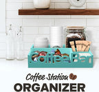 Coffee Bar Organizer for Countertop - Wood Coffee Pods Holder Storage Basket, Essential Coffee Bar Accessories for Home and Office, Mini Coffee Bar