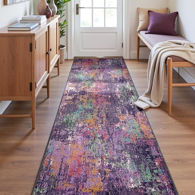 RELEANY Washable Runner 2'x8' Abstract Area Rug by RELEANY