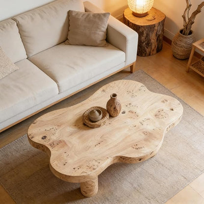 40" Cloud Coffee Table with 4 Round Table Legs, Modern Irregular Center Table - Image 4