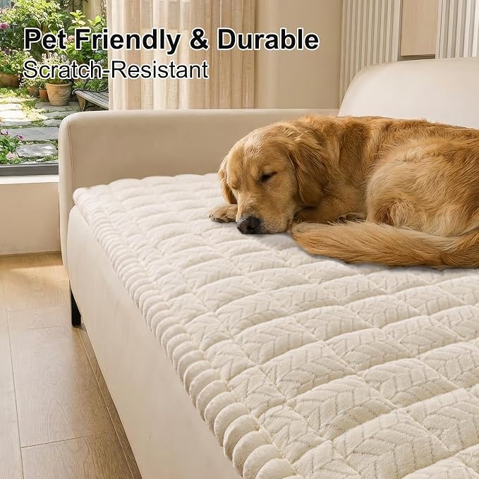 Smiry Couch Cover for Dogs, Non Slip Fuzzy Pet Sofa Arm Covers Washable | Sofa - Image 2