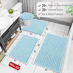 Arotive Luxury Chenille Bathroom Rug Mat, Extra Soft Thick Absorbent Shaggy Bath Rugs, Non-Slip Machine Wash Dry, Plush Bath Mats for Bathroom, Shower and Tub, 44x24, Blue
