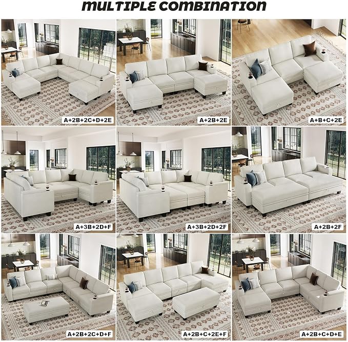 Belffin Fabric Modular Sectional Couch Armrests - Image 7