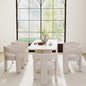 RIVOVA Modern Barrel Dining Chairs Set of 6, Linen Upholstered Accent Chairs by RIVOVA