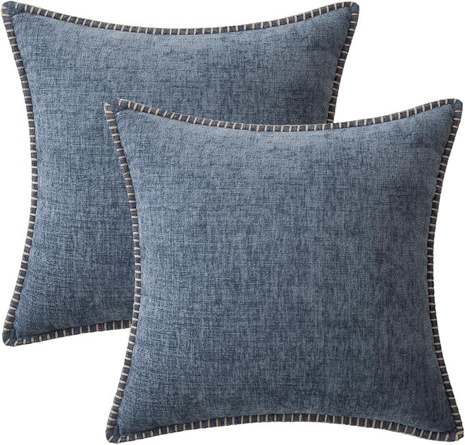 MIULEE Decorative Couch Throw Pillow Covers 18x18 in Dark Grey Blue 2 Pack | - Image 8