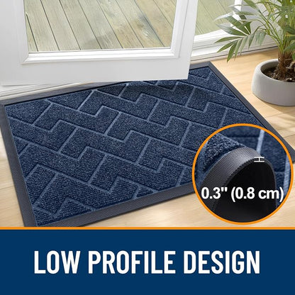 OLANLY Front Door Mat Outside 59x23, All-Season Absorbent Rubber Doormat | Blue - Image 4