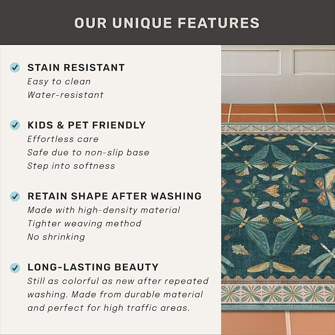 Insect Teal Green 5x7 Area Rug for Living Room - Image 7