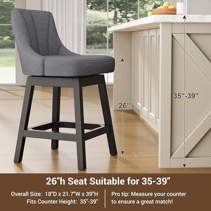 YaFiti Swivel Bar Stool 1 Pcs, 26 Inch Counter Height Bar Stools - Image 6