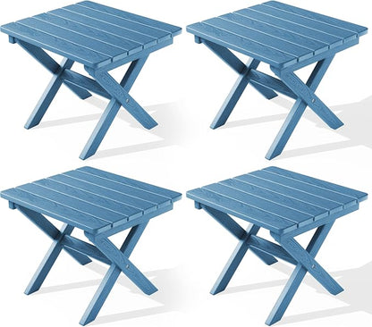 SERWALL Folding Outdoor Side Table Set of 4, Small Adirondack Side Table by SERWALL