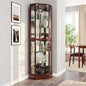 BELLEZE Lighted Corner Display Curio Cabinet, Bar and Liquor Storage Area by BELLEZE