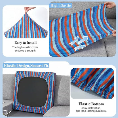 8Pcs Patio Cushion Covers Stretch Outdoor Furniture Protector Slipcovers | - Image 4