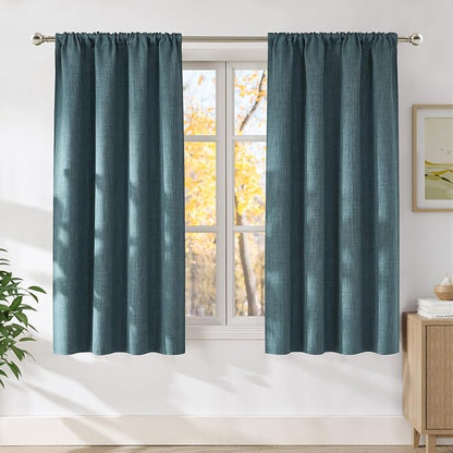 NICETOWN Greyish Blue Room Darkening Rod Pocket Curtains 63 inch Length by NICETOWN