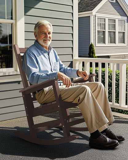 SERWALL Outdoor Rocking Chair, HDPE Rocking Chair - Image 7
