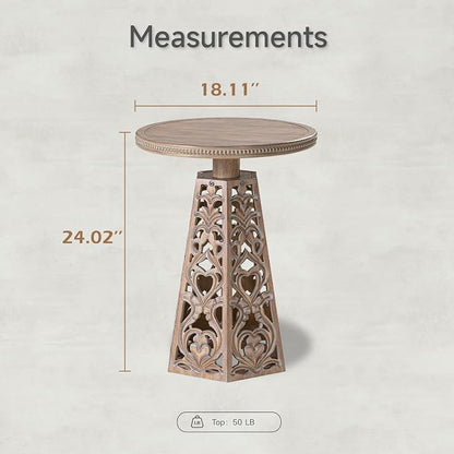 COZAYH Rustic Farmhouse Wooden End Table, Distressed Round Accent Table - Image 2