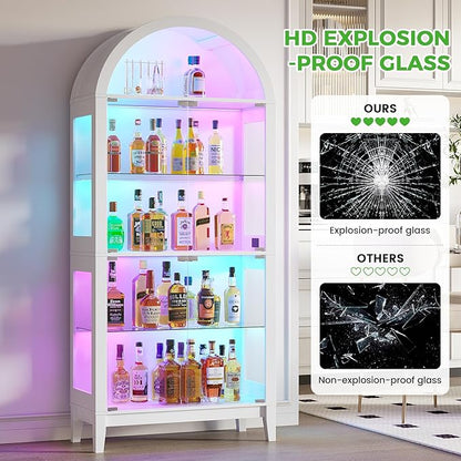 HNEBC Arched Display Case with RGB Lights, LED Curio Cabinet with Shelf - Image 7