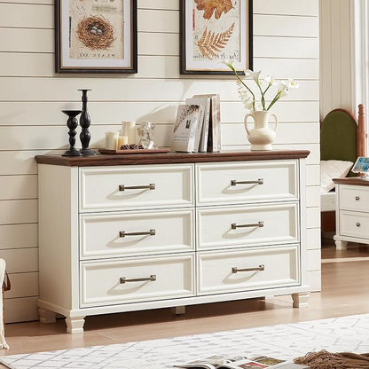 SAVOR LIFE Farmhouse White 6 Drawer Dresser - Image 7