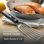 Lamson 3' x 6" Chef's Slotted Turner with Walnut/POM Handle - Right-Hand (Black)