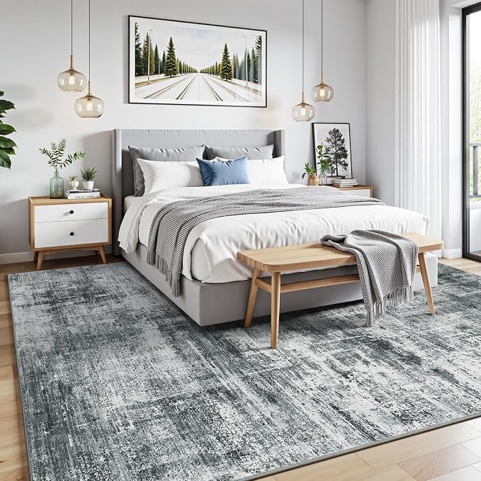 9x12 Area Rug for Living Room, Abstract Washable Non-Slip Large Rugs, Dining - Image 2