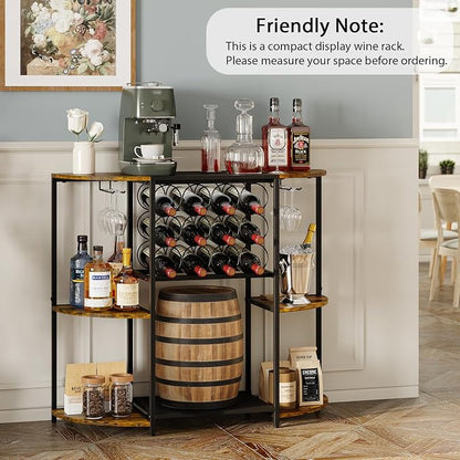 JKsmart Wine Bar Cabinet with LED Lights, Mini Wine Bar Cart with Storage and - Image 7