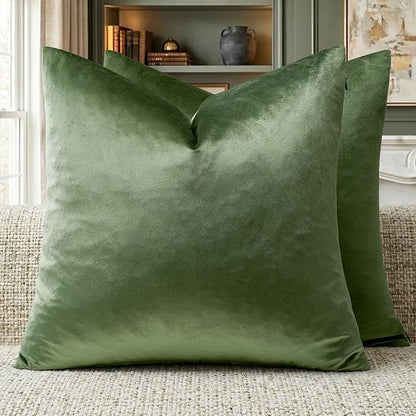 GIGIZAZA Olive Green Velvet Throw Pillow Covers 20x20 Pack of 2 | Decorative by GIGIZAZAFocusingonhomedecoration