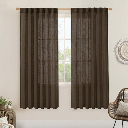 Light Filtering Linen Curtains 68 inches Long by LAMIT