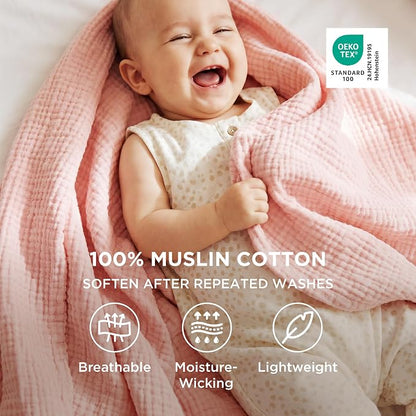 Bedsure 100% Cotton Muslin Blanket Queen Size - Image 2