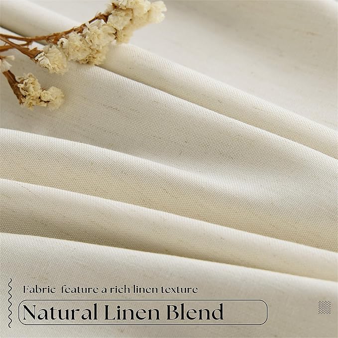 Cream Beige 63 Inch Length Blackout Pinch Pleated Linen Curtains - Image 5