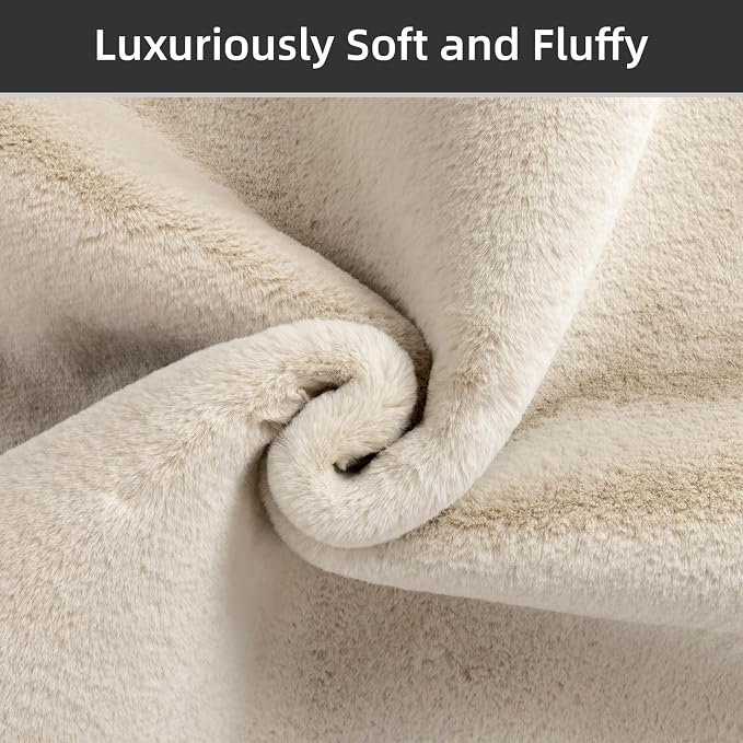 SHACOS Ultra Soft Faux Rabbit Fur Area Rug 4'x6', Non Slip Washable Padded - Image 3