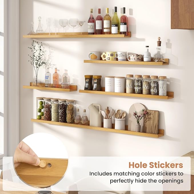 Fun Memories Picture Ledge Shelves Set of 2, 24 Inch Rustic Wall Mounted - Image 5