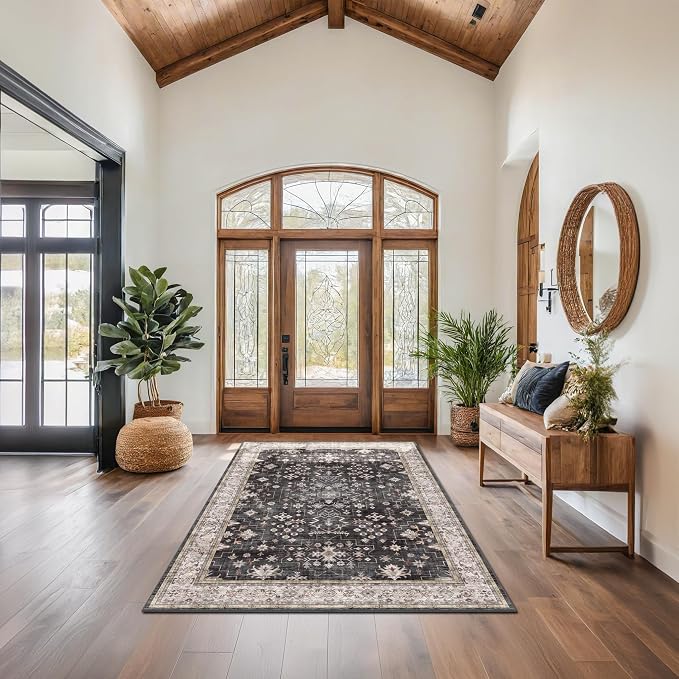 Black Modern Farmhouse 5x8 Area Rug - Image 3