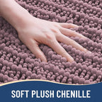 Arotive Luxury Chenille Bathroom Rug Mat, Extra Soft Thick Absorbent Shaggy Bath Rugs, Non-Slip Machine Wash Dry, Plush Bath Mats for Bathroom, Shower and Tub, 34x21, Deep Plum