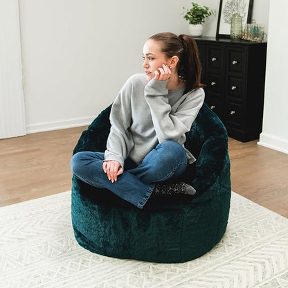 Big Joe Milano Bean Bag Chair for Kids, Ultra-Soft Emerald Plushie Polyester - Image 5