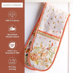 Maison d' Hermine Double Oven Mitts 100% Cotton 7"x35" Double Oven Mitt Heat Resistant BBQ Cooking Gloves with Loop, Baking, Grilling, Home, Kitchen, Handling Hot Pans (Pumpkin Passion)