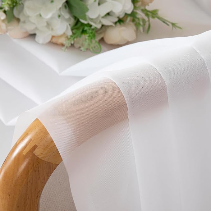 White Sheer Curtains 78 inches Long 2 Panels Set, Sheer White Curtains - Image 3