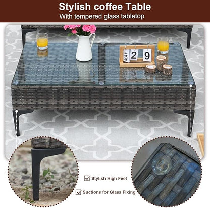 JOYURE 4-Piece Patio Furniture Set, Outdoor Wicker Patio Conversation Set - Image 7