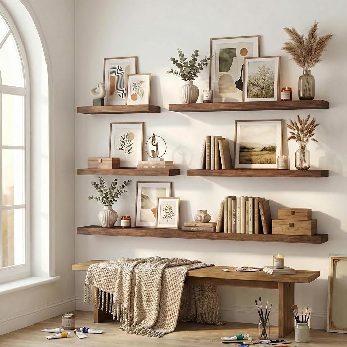12 inch Deep Floating Shelves for Wall, 55 inch Wide Engineered Wood Wall - Image 7