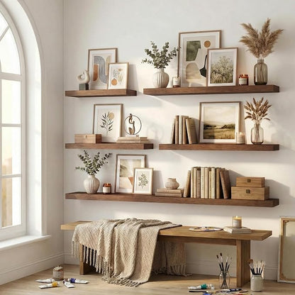 12 inch Deep Floating Shelves for Wall, 55 inch Wide Engineered Wood Wall - Image 7