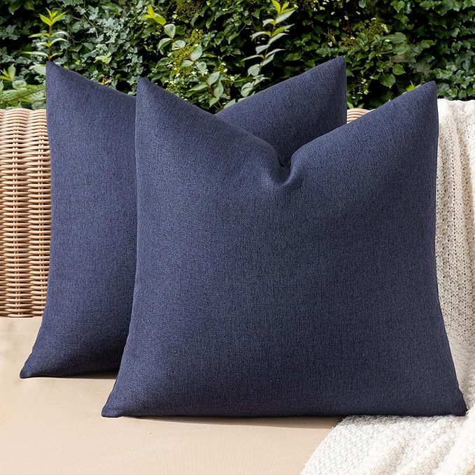 MIULEE Pack of 2 Decorative Outdoor Solid Waterproof Throw Pillow Covers Faux by MIULEE